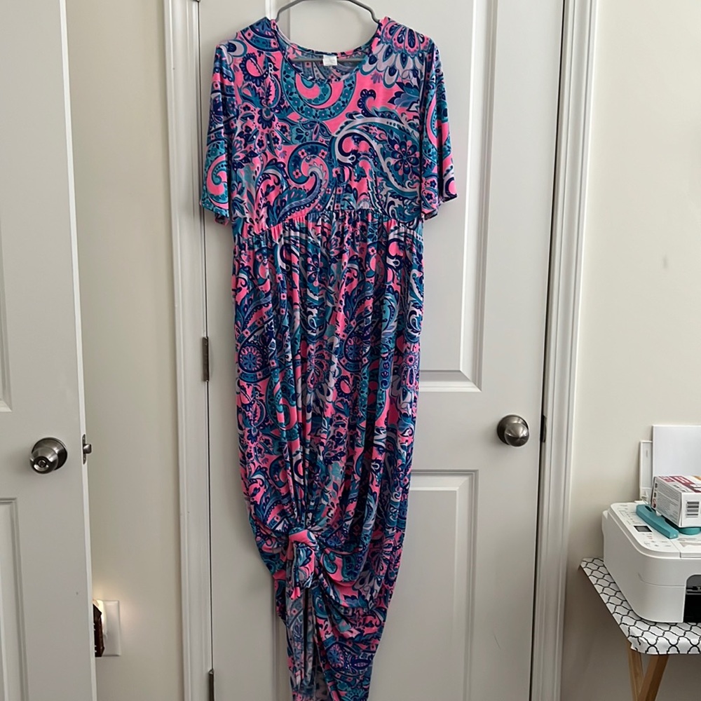 Blue and Pink Paisley Dress